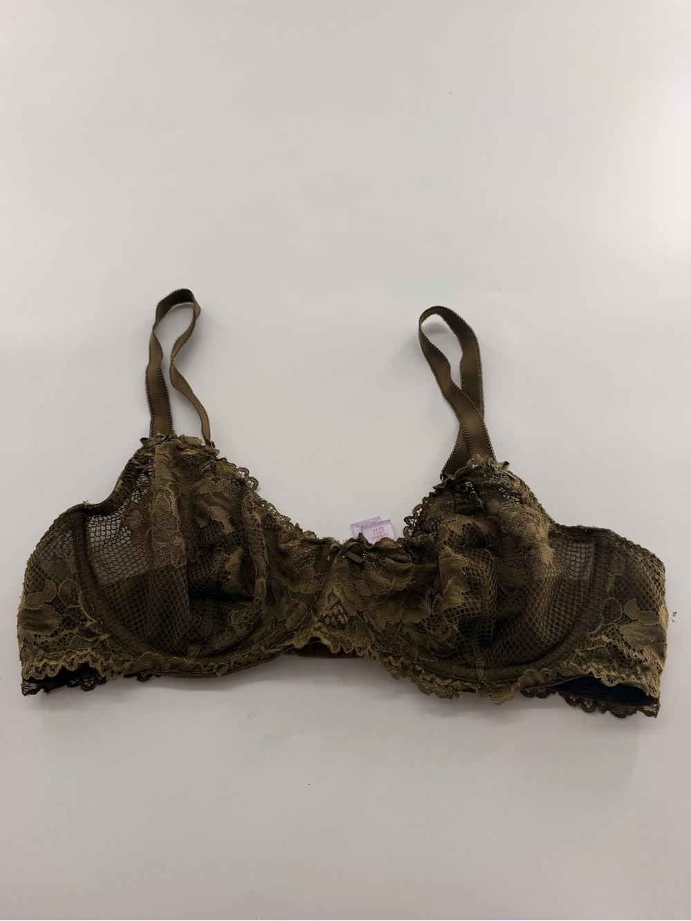 Savage X Fenty Olive Green Unlined Floral Lace Balconette Bra Wired Women’s 36C